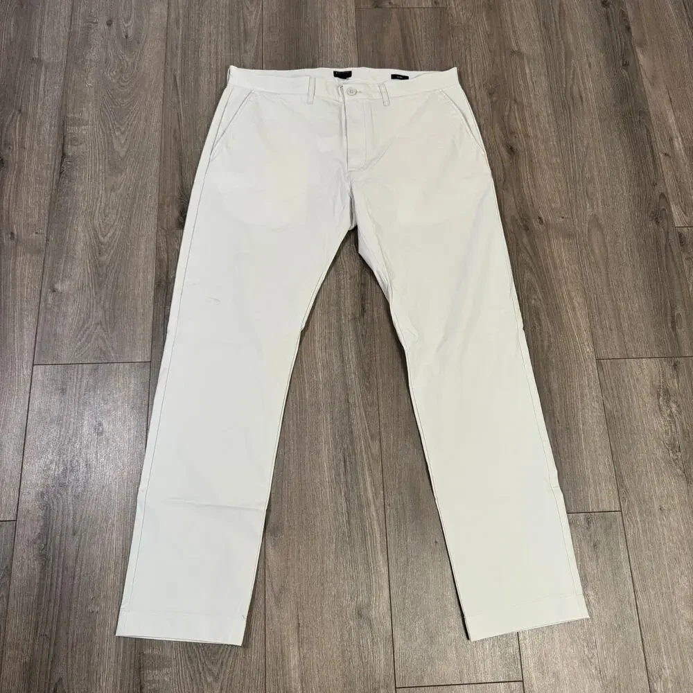 J.Crew Flex Slim-Fit Tech Chino Pants 35x32 Stone Gray Moisture Wicking Stretch
